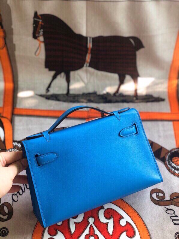 에르메스 미니 켈리백22 블루 은장 스위프트